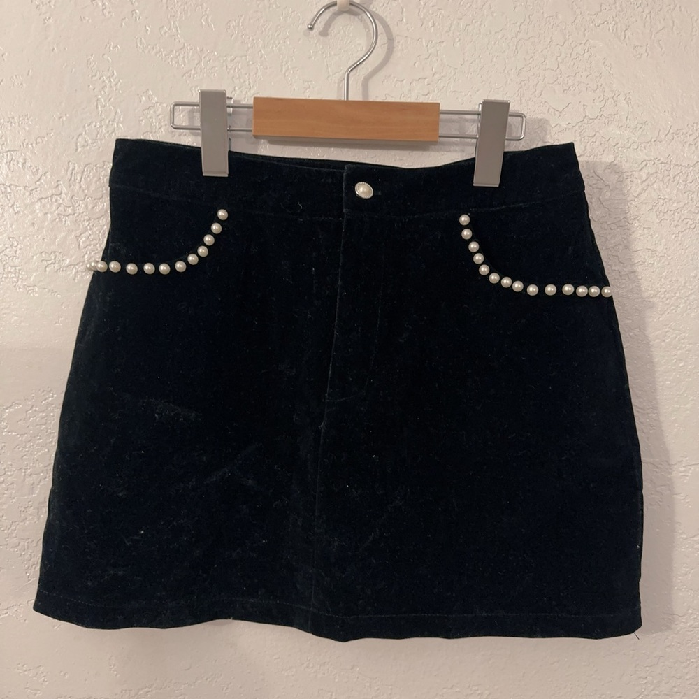 Velvet pearl beaded skirt